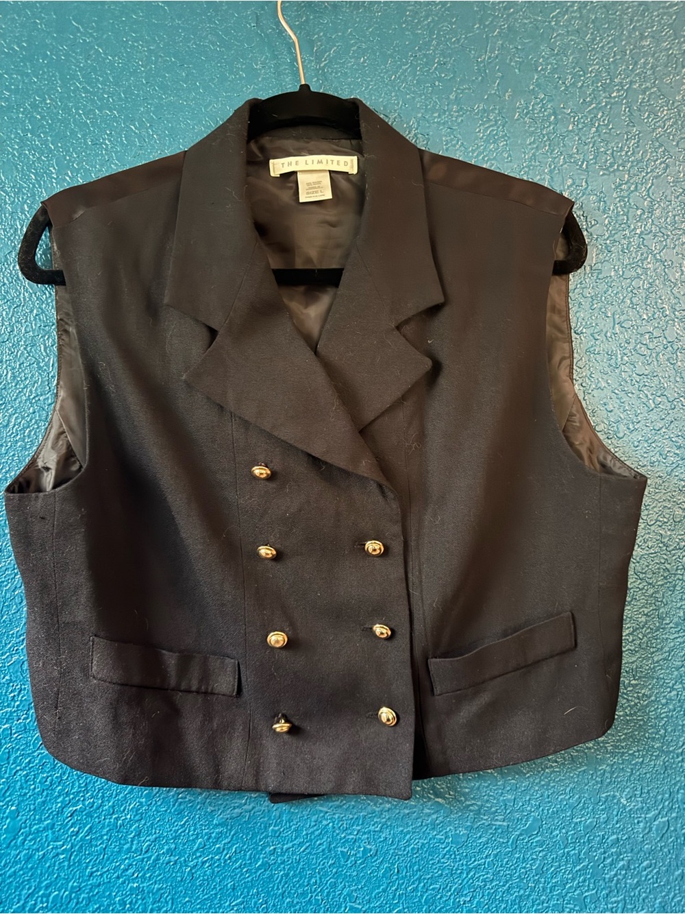 The Limited double breasted cropped black vest
